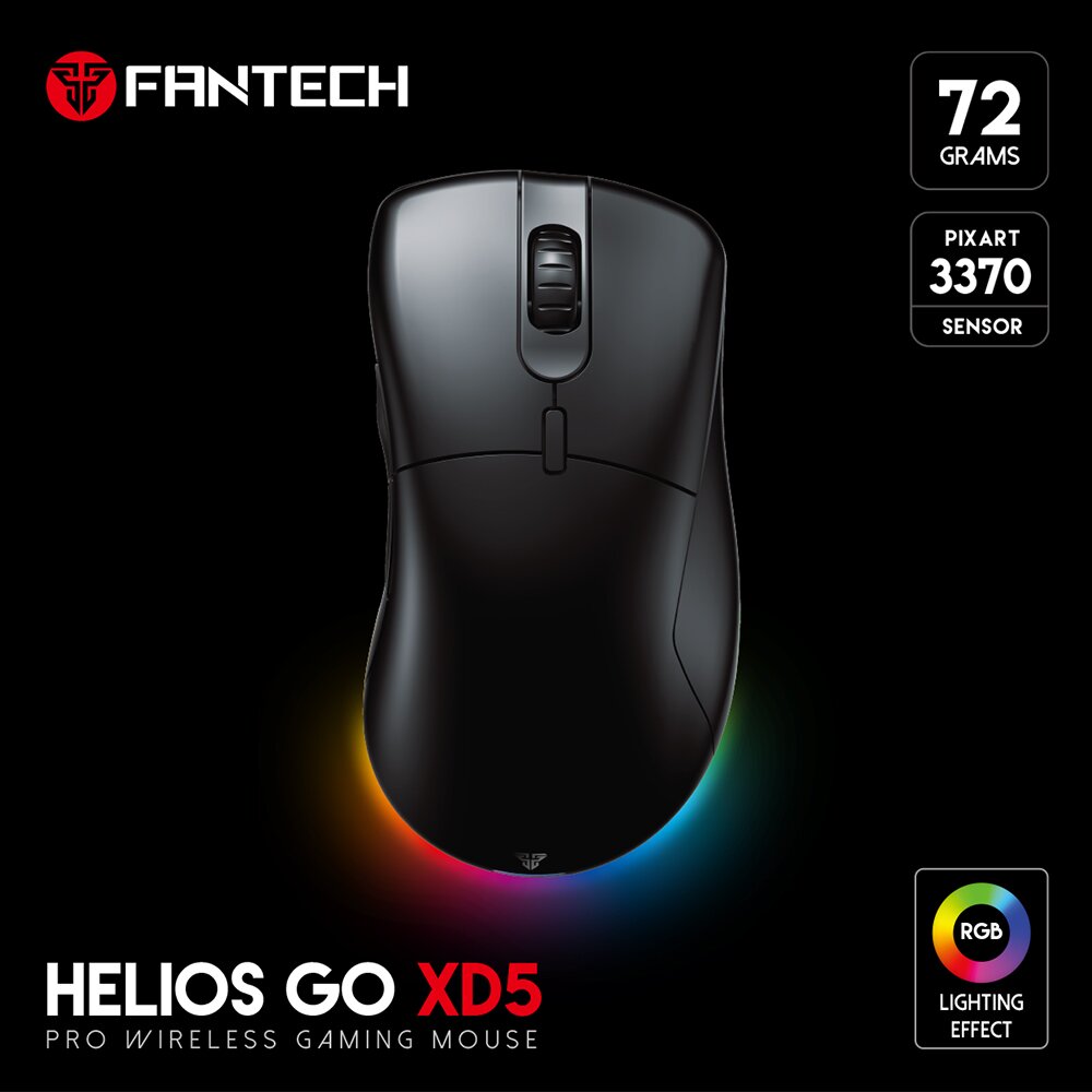Fantech HELIOS GO XD5 Wireless Mouse Gaming RGB Dual Mode PIXART 3370 - Fantech Indonesia